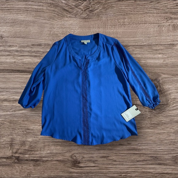 Dana Buchman Tops - Dana Buchman Royal Blue 3/4 Sleeve Blouse with Detailed Center and Sleeve